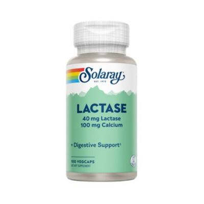 Lactase 40 mg plus calcium 100 mg 100 gélules Solaray