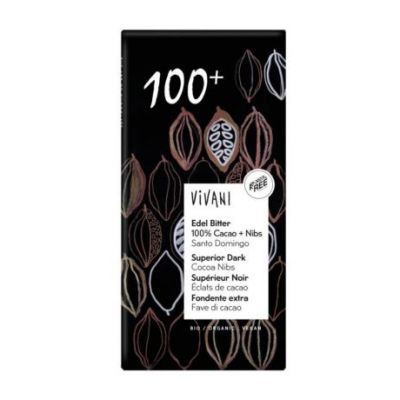 Chocolate Negro 100 Con Nibs Bio Vegan 80g Vivani