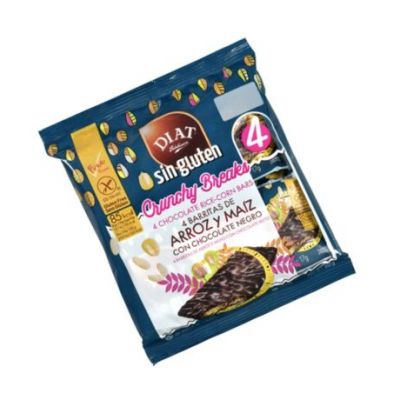Crunchy Breaks Rice and Corn Bars with Dark Chocolate Gluten-Free Vegan 4x17g Diat-Radisson