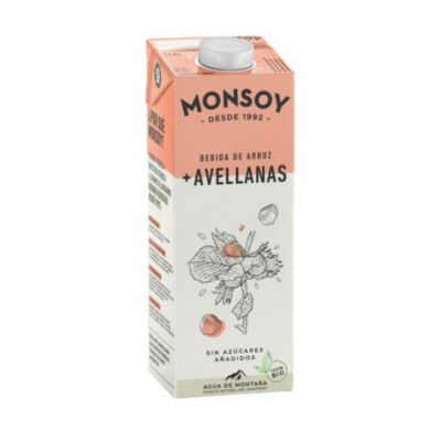 Bebida Vegetal de Arroz con Avellana SinGluten Bio 6x1L Monsoy
