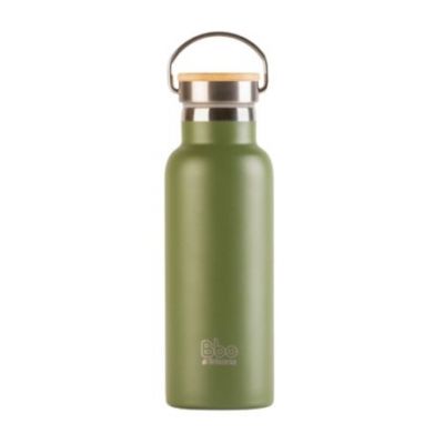 Bottiglia thermos Bbo Green in acciaio inossidabile con tappo in bambù 500ml Irisana