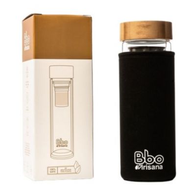 Doppio Infusore in Vetro con Tappo in Bambù 400ml Irisana