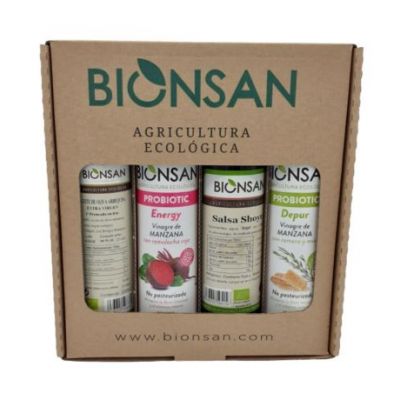 Confezione di olio, aceto e salsa ecologica Shoyu 1 unità Bionsan