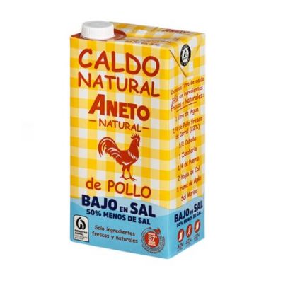 Natural Chicken Broth Low in Salt Gluten Free 1L Aneto