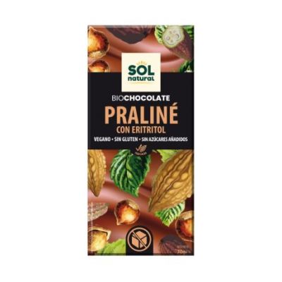 Chocolate Praline Eritritol Bio Vegan SinGluten 70g Solnatural