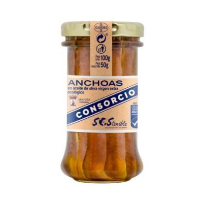 Anchovies in Extra Virgin Olive Oil Glass Jar 100g Consorcio