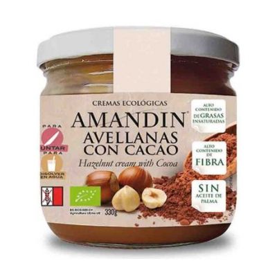 Crema de Avellanas con Cacao SinGluten Eco Vegan 330g Amandin