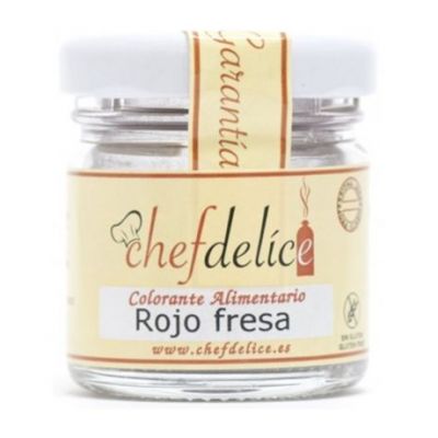 Colorante Rojo Fresa Polvo SinGluten Vegan 20g Chefdelice