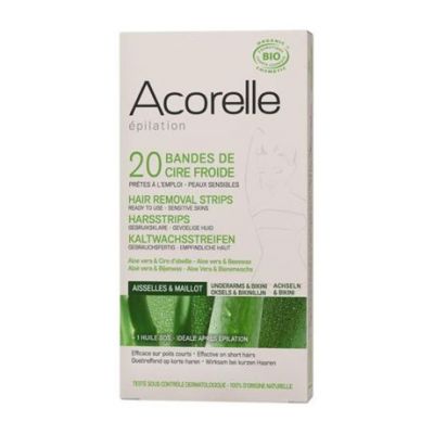 Bandas de depilar Cera Fria para Ingles y Axilas Bio 20 Bandas Acorelle