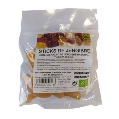 Golosinas Sticks Jengibre SinGluten Bio 80g Organicus