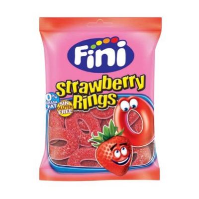 Golosinas Aros de Fresa SinGluten 12x100g Fini