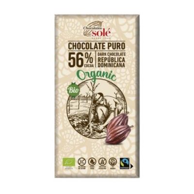 Chocolate Negro 56 Cacao SinGluten Bio Vegan 100g Chocolates Sole