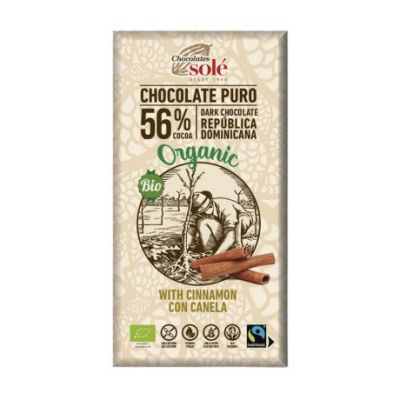 Chocolate Negro Canela 56 SinGluten Bio Vegan 100g Chocolates Sole