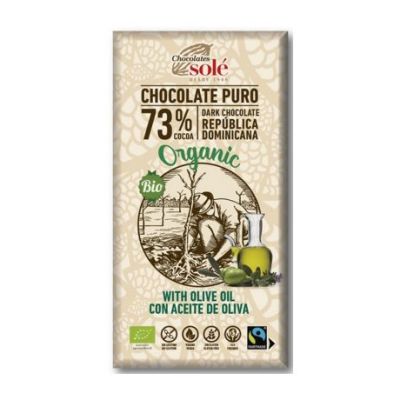 Chocolate Negro 73 con Aceite de Oliva SinGluten Bio Vegan 100g Chocolates Sole