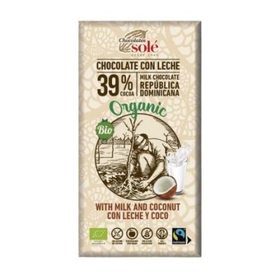 Chocolate con Leche y Coco SinGluten Bio 100g Chocolates Sole