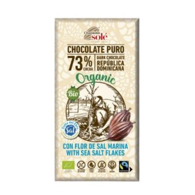Chocolate Negro 73 Cacao Flor de Sal Bio SinGluten Vegan 100g Chocolates Sole