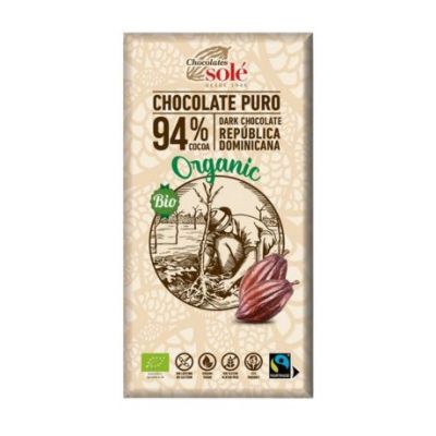 Chocolate Negro 94 SinGluten Bio Vegan 100g Chocolates Sole