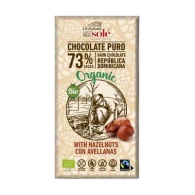 Chocolate Negro 73 con Avellanas SinGluten Eco Vegan 150g Chocolates Sole