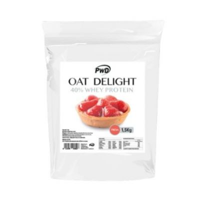 Farina d'avena al gusto fragola 40 proteine del siero di latte 1,5 kg PWD