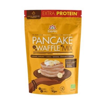 Pancake Waffle Mix Platano Cañamo y Canela SinGluten Vegan 400g Iswari