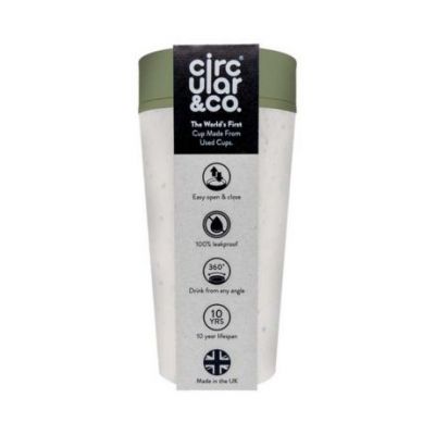 Tazza circolare in vetro bianco e verde da 227 ml Circular Co