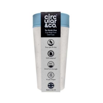 Tazza circolare in vetro bianco e blu da 227 ml Circular Co