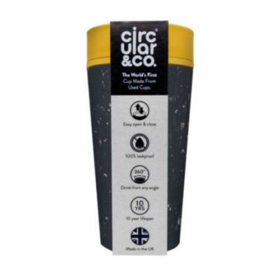 Tazza circolare in vetro nero e giallo da 227 ml Circular Co