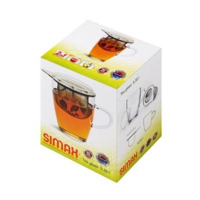 Tasse à Infusion en Verre avec Filtre et Couvercle en Inox 35cl 1 unité Ecodis