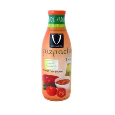 Gazpacho 100 Natural Tarro Cristal SinGluten 1L Villaolivo