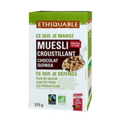 Crunchy Chocolate and Quinoa Organic Muesli 375g Ethiquable
