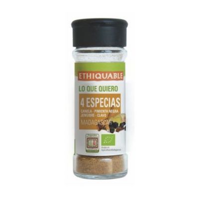 4 Spice Mix Cinnamon Black Pepper Ginger and Clove Eco 40g Ethiquable