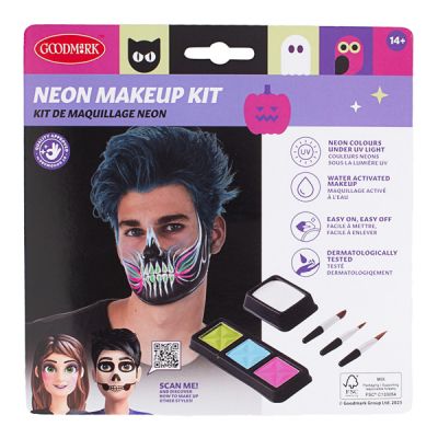KIT DE MAQUILLAGE UV HALLOWEEN (VERT-BLEU-ROSE)