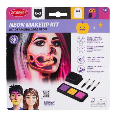 KIT DE MAQUILLAGE UV HALLOWEEN (VIOLET-JAUNE-ROSE