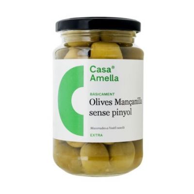 Green Manzanilla Olives Pitted Gluten Free Vegan 360g Casa Amella