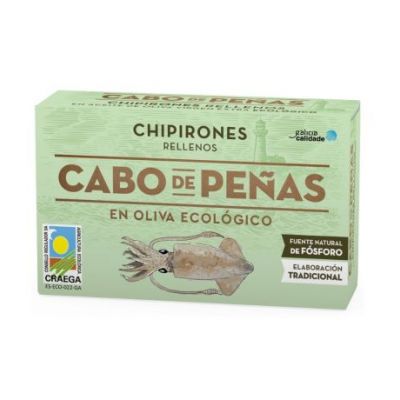 Chipirones Rellenos en Aceite de Oliva Eco 111g Cabo De Peñas