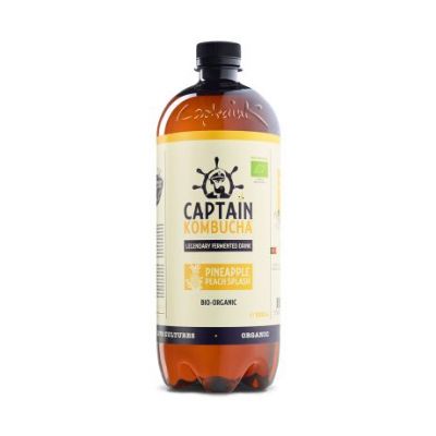 Ananas-Pfirsich-Kombucha-Tee, glutenfrei, bio, vegan, 1 l, Captain Kombucha
