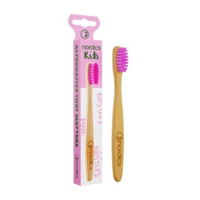 Cepillo dental de Bambu Niños Rosa Vegan 1ud Nordics Oral Care