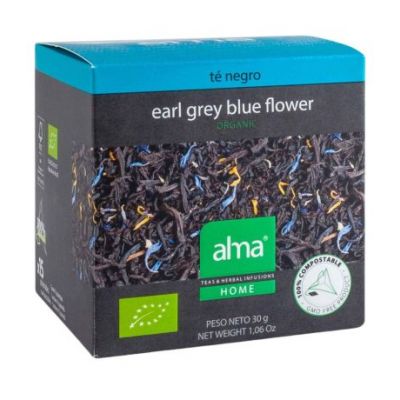 Black Tea Infusion Earl Gray Blue Flower Eco 15 Piramides Alma