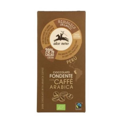 Tableta de Chocolate Negro con Cafe Arabica Bio 50g Alce Nero