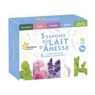 Confezione da 5 Saponi al Latte d'Asina Biologico 100g Fleurance Nature