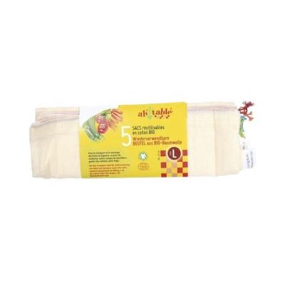 Eco Bulk Cotton Bag T-L 5 units 30x33cm Ah Table