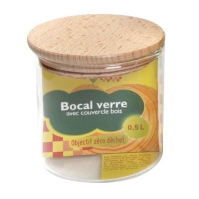 Barattolo di vetro con coperchio in legno 0,5 L 1 unità Ah Tabella