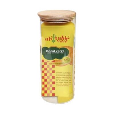 Barattolo di vetro con coperchio in legno 1,4 L 1 unità Ah Tabella