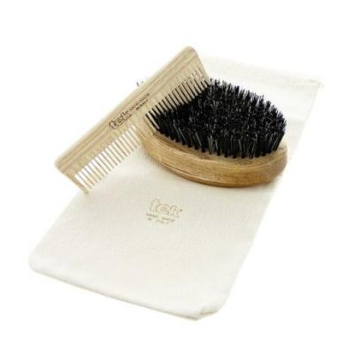 Beard Brush and Comb Set with Vegan Tek Bag