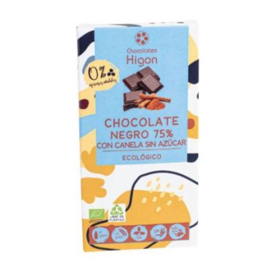 Chocolate Negro 75 con Canela SinAzucar Eco 100g Chocolates Higon