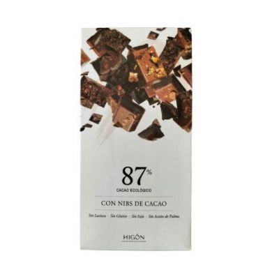 Chocolate Negro 87 Nibs Cacao Eco 70g Chocolates Higon