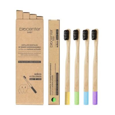 Bambus-Aktivkohle-Zahnbürste für Kinder, vegan, 1 Packung, Vegan Biocenter