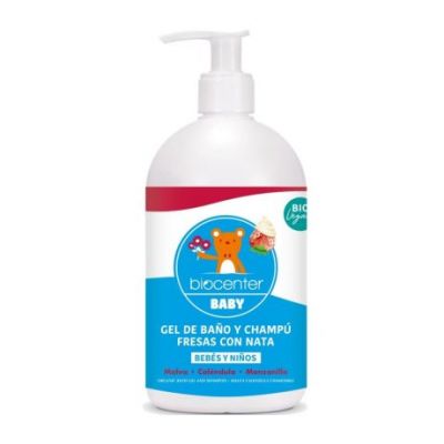 Erdbeer-Baby-Badegel und Shampoo mit Bio-Vegan-Creme 500 ml Biocenter
