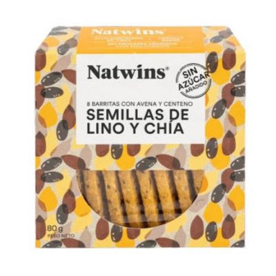 Barritas Avena Centeno Lino y Chía 1caja 80g Natwins
